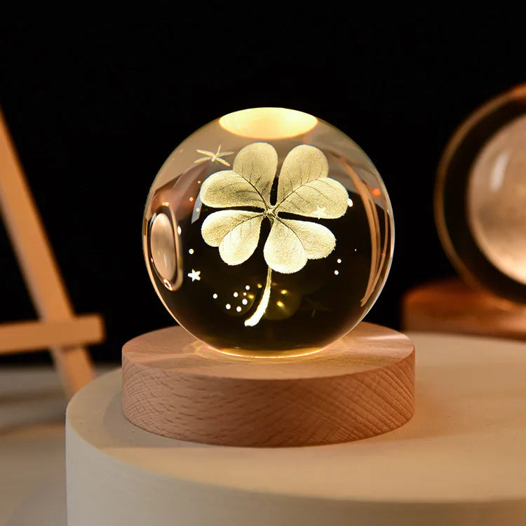 6cm 3D Crystal Ball Glas Planet LED