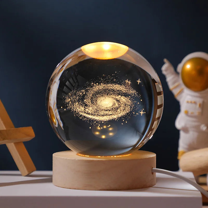 6cm 3D Crystal Ball Glas Planet LED