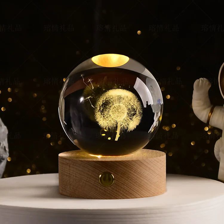 6cm 3D Crystal Ball Glas Planet LED