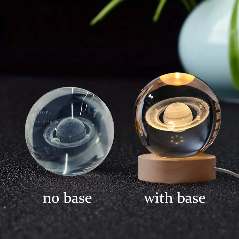 6cm 3D Crystal Ball Glas Planet LED