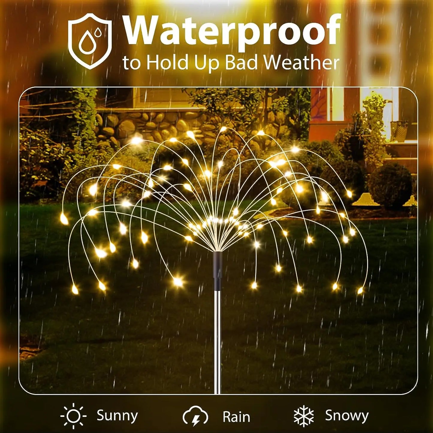 1PCS Solar LED Firework Fairy Lights Outdoor Garden Decoration 8 flashing modesLawn Pathway Lights Patio Yard Party Wedding