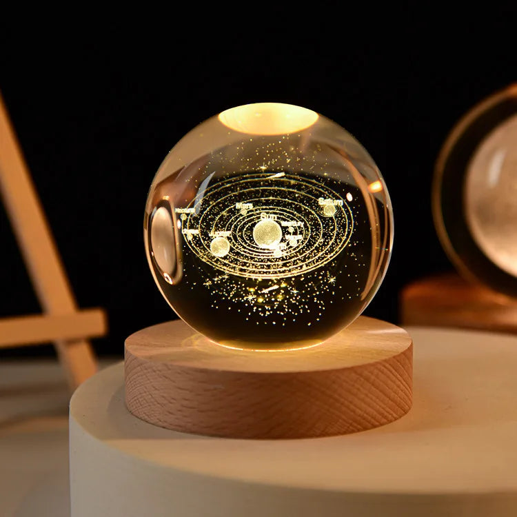 6cm 3D Crystal Ball Glas Planet LED