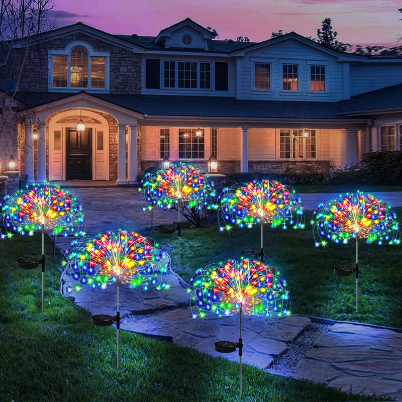 1PCS Solar LED Firework Fairy Lights Outdoor Garden Decoration 8 flashing modesLawn Pathway Lights Patio Yard Party Wedding