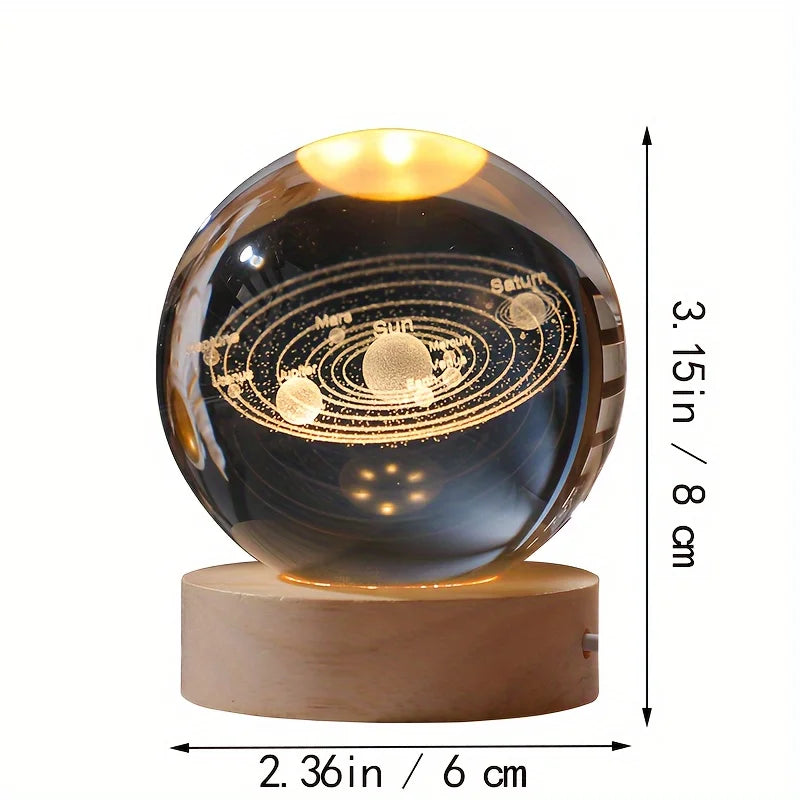 6cm 3D Crystal Ball Glas Planet LED