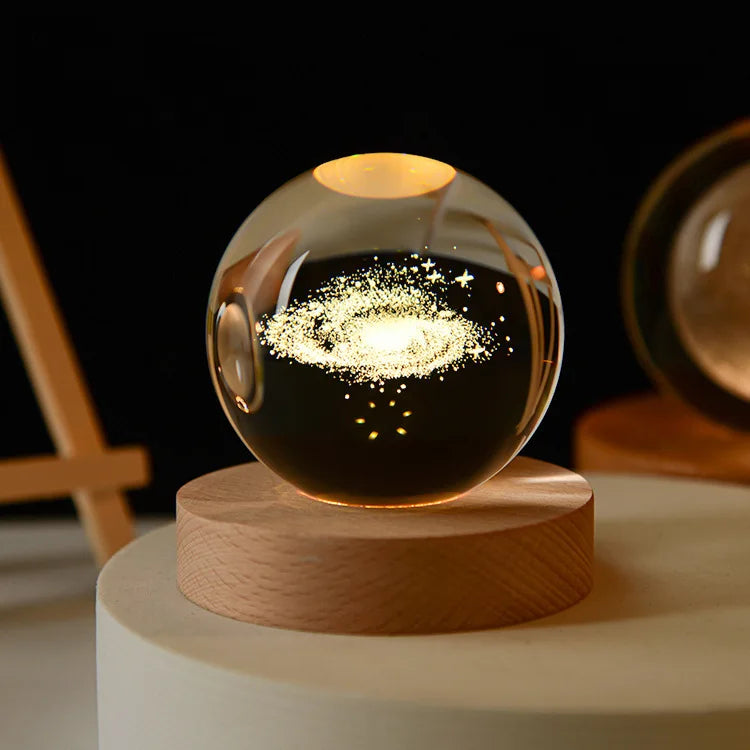 6cm 3D Crystal Ball Glas Planet LED