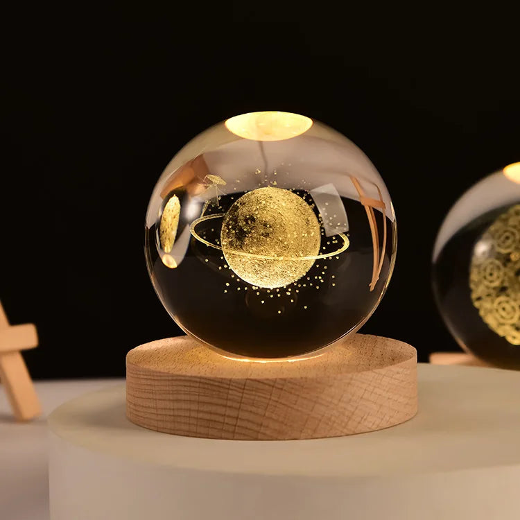 6cm 3D Crystal Ball Glas Planet LED