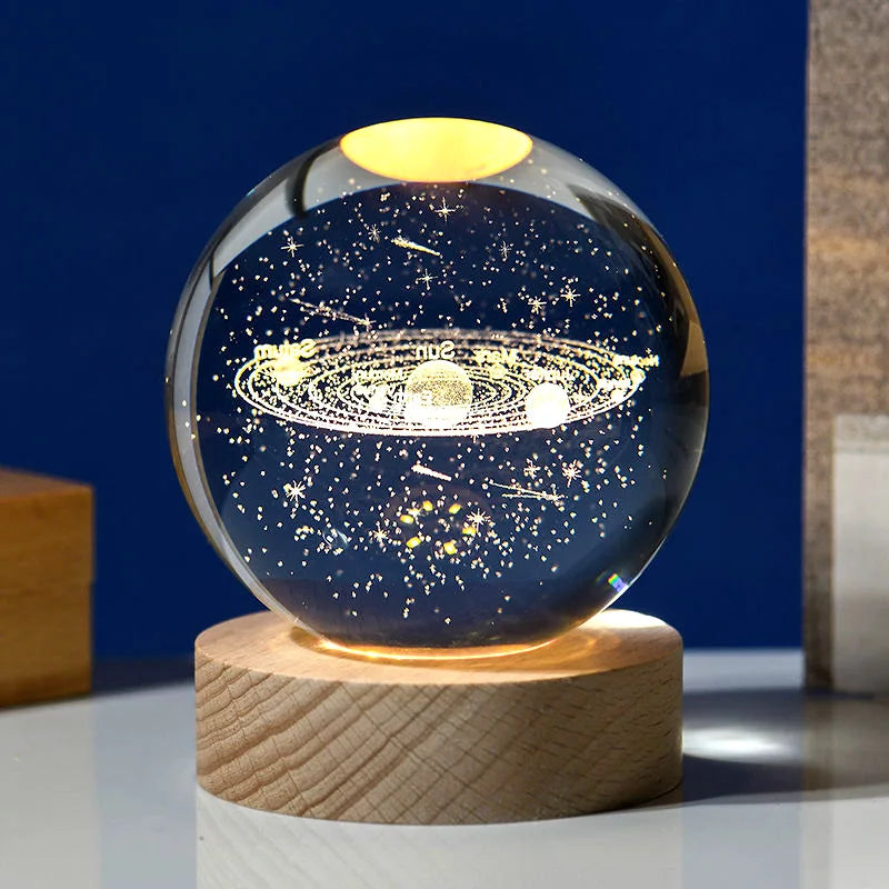 6cm 3D Crystal Ball Glas Planet LED