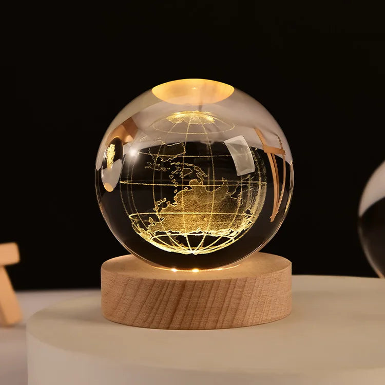 6cm 3D Crystal Ball Glas Planet LED