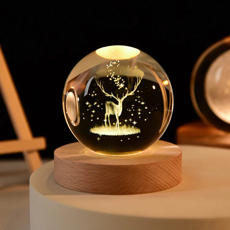 6cm 3D Crystal Ball Glas Planet LED