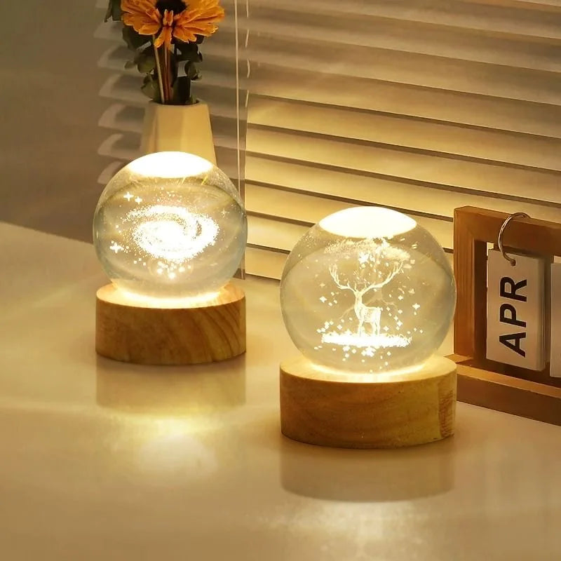 6cm 3D Crystal Ball Glas Planet LED