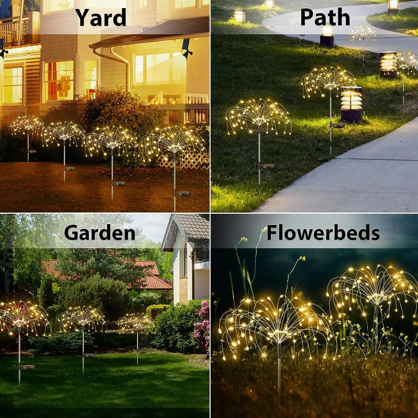 1PCS Solar LED Firework Fairy Lights Outdoor Garden Decoration 8 flashing modesLawn Pathway Lights Patio Yard Party Wedding